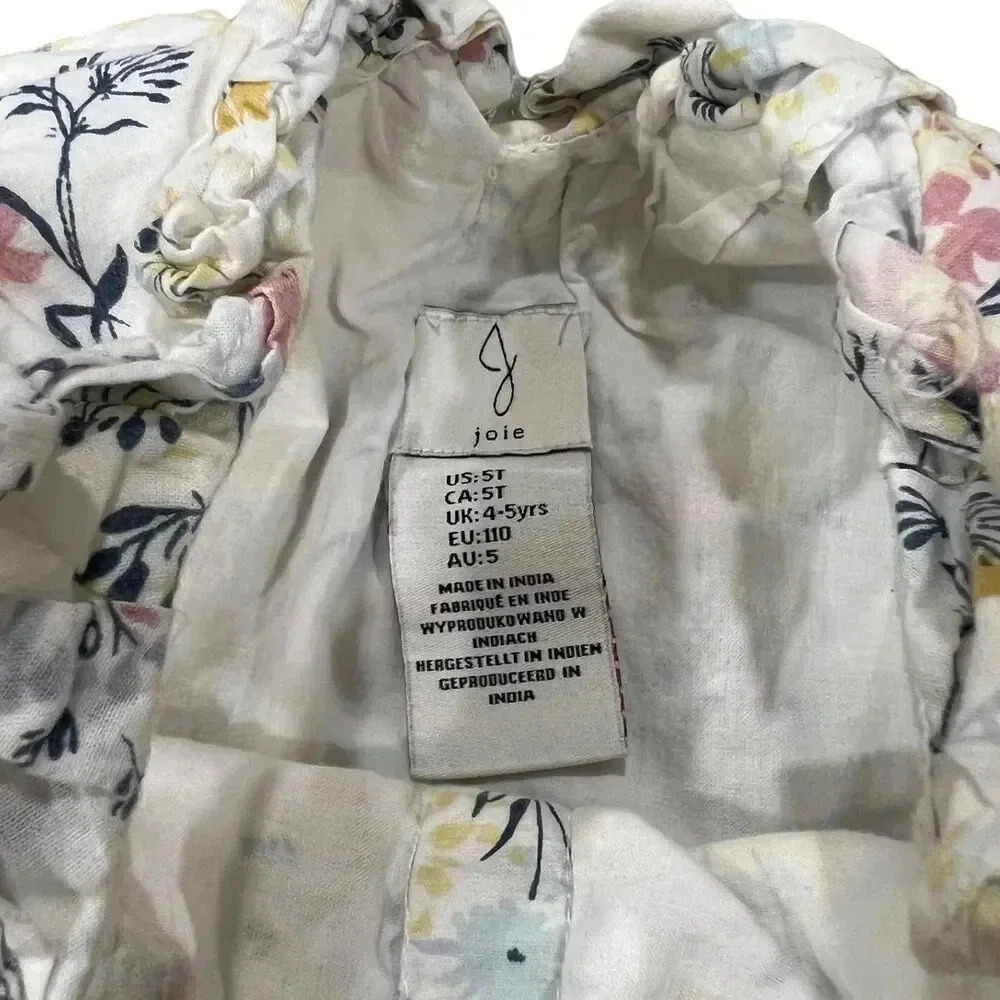Joie Girls White Floral Button Front Top 5T